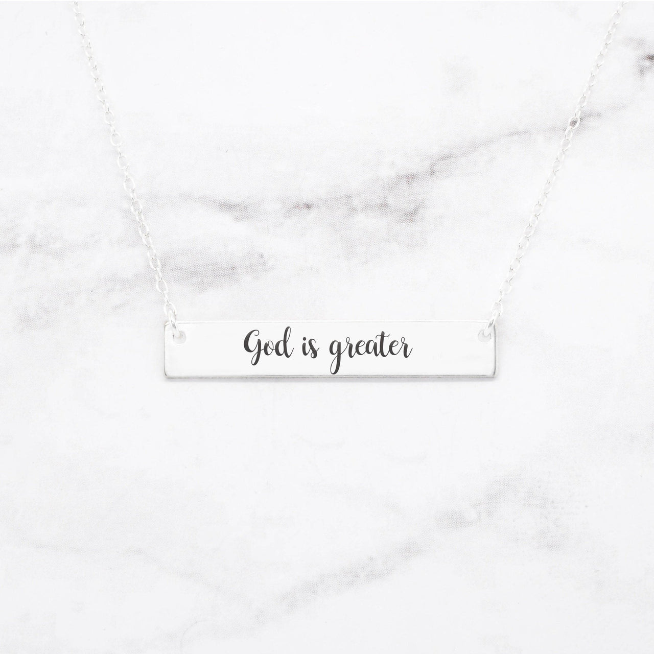 God Is Greater Necklace - Rose Gold Bar Necklace -