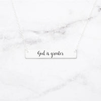 Thumbnail for God Is Greater Necklace - Rose Gold Bar Necklace -