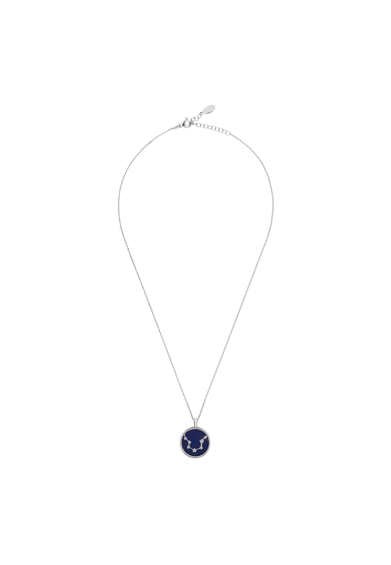 Zodiac Lapis Lazuli Gemstone Star Constellation Pendant Necklace Silver Aquarius -