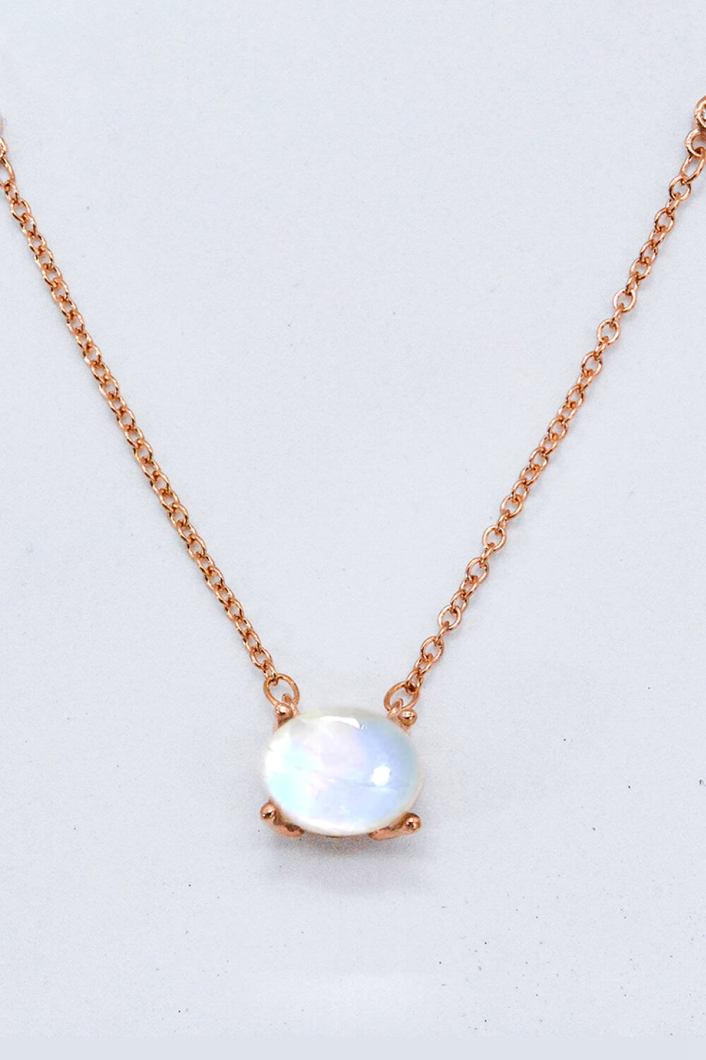 Geometric Moonstone Pendant Necklace - T - 2 FINISHES -