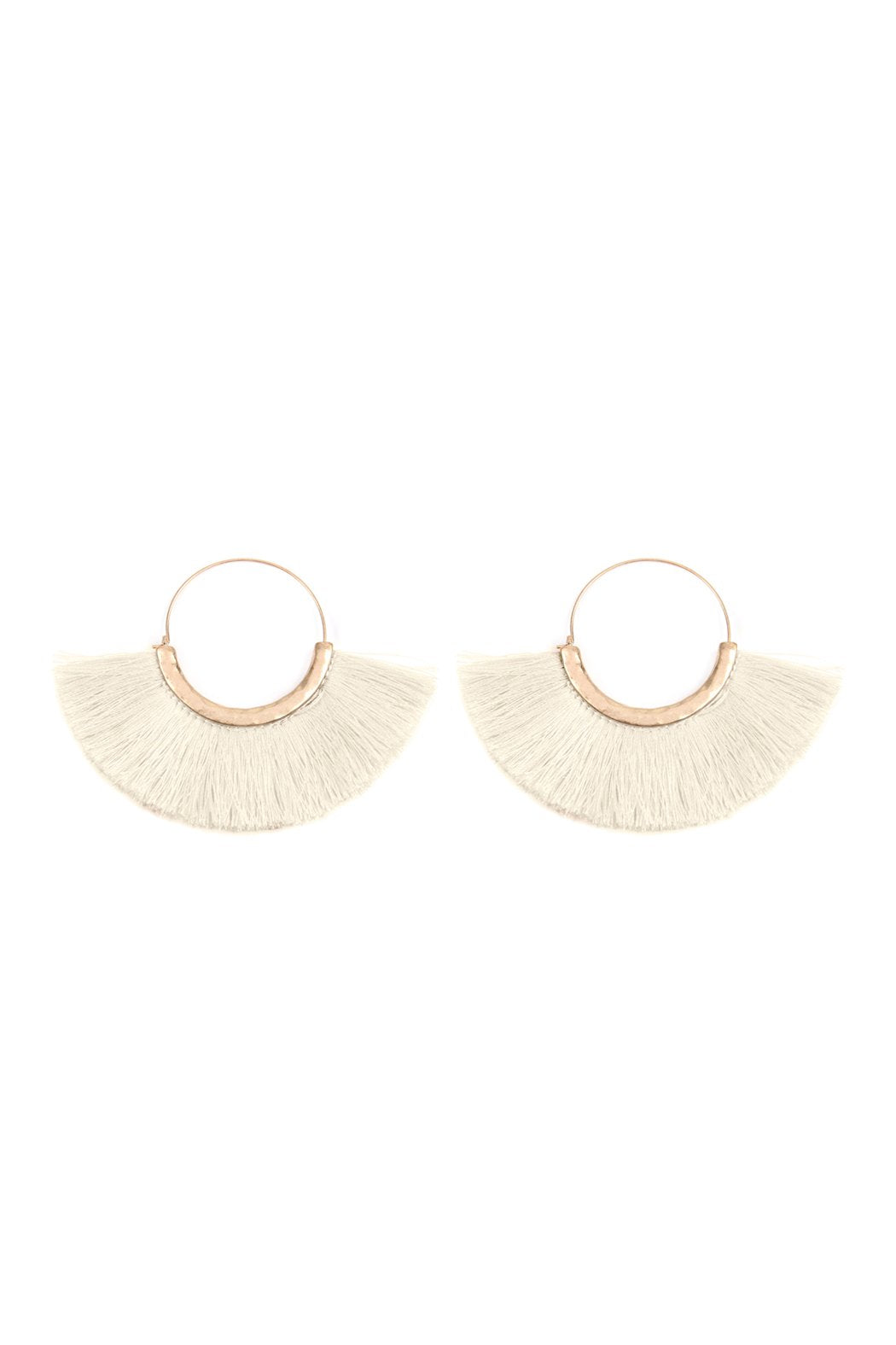 Tassel Fan Hoop Earrings - 15 COLORS -