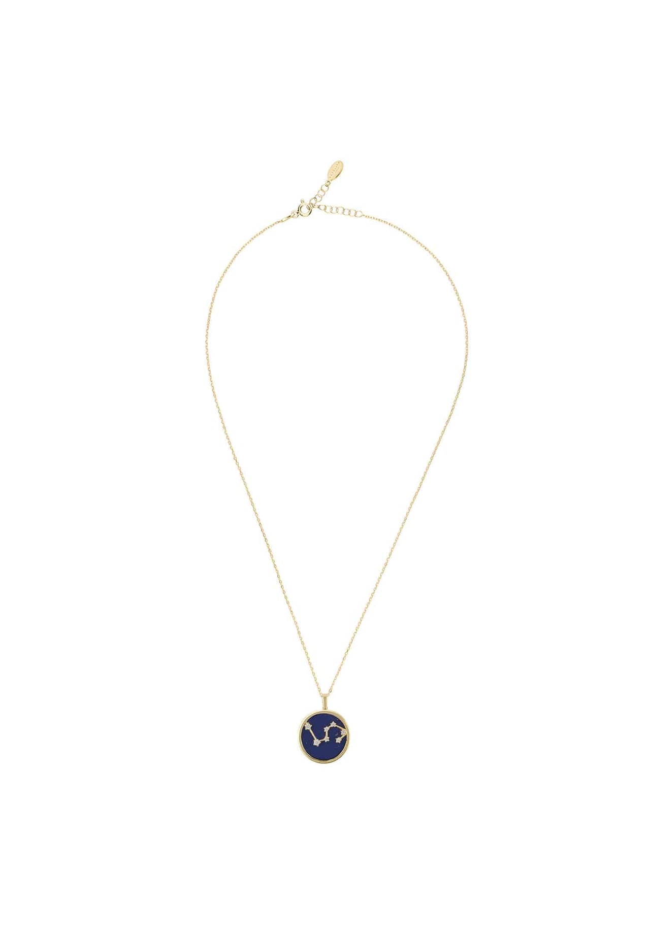 Zodiac Lapis Lazuli Gemstone Star Constellation Pendant Necklace Gold Leo -