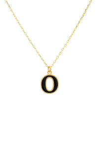 Thumbnail for Initial Enamel Necklace Gold O -