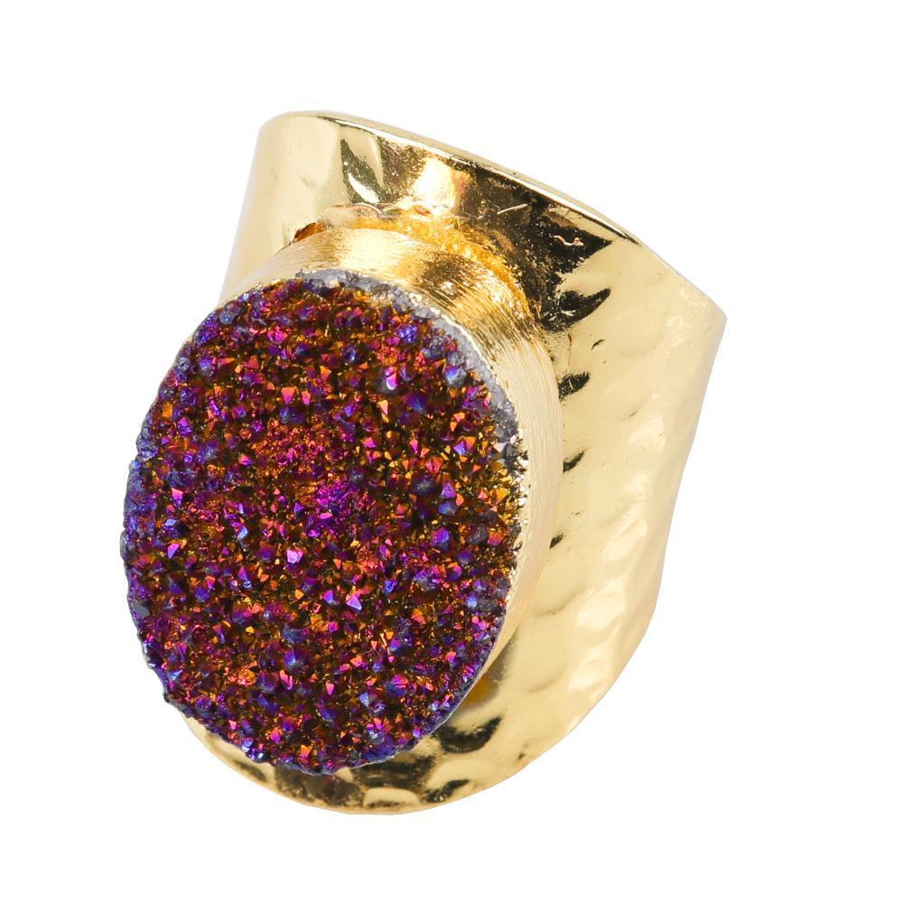 Christie Jean - Amy Druzy Statement Ring in Gold - 8 COLORS -