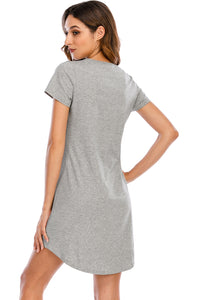 Thumbnail for Graphic Round Neck Short Sleeve Lounge Dress - T - 4 COLORS/DESIGNS -