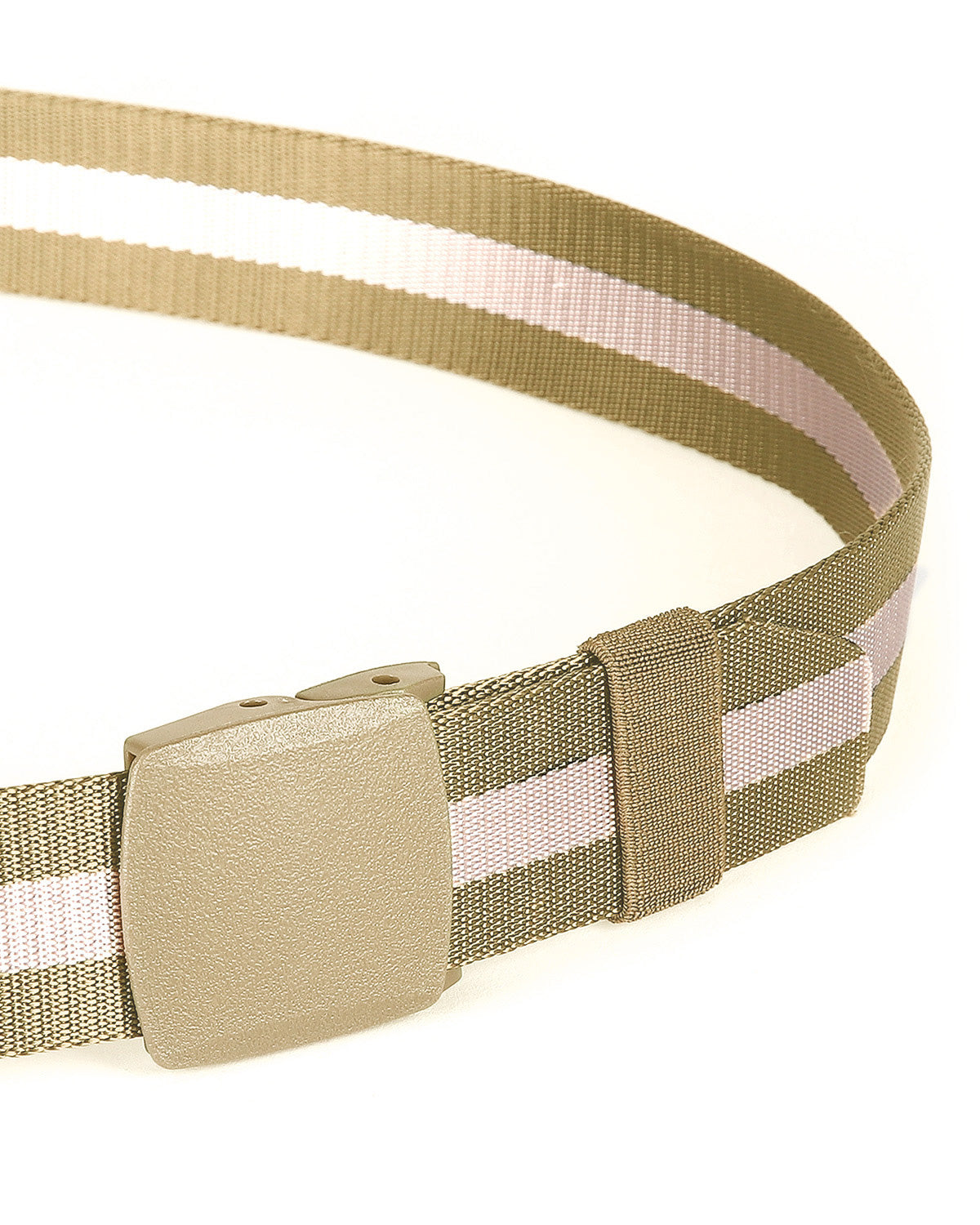 Mens One Size Adjustable Strap Stripe Nylon Web Belt With Plastic Buckle  - 6 COLORS -