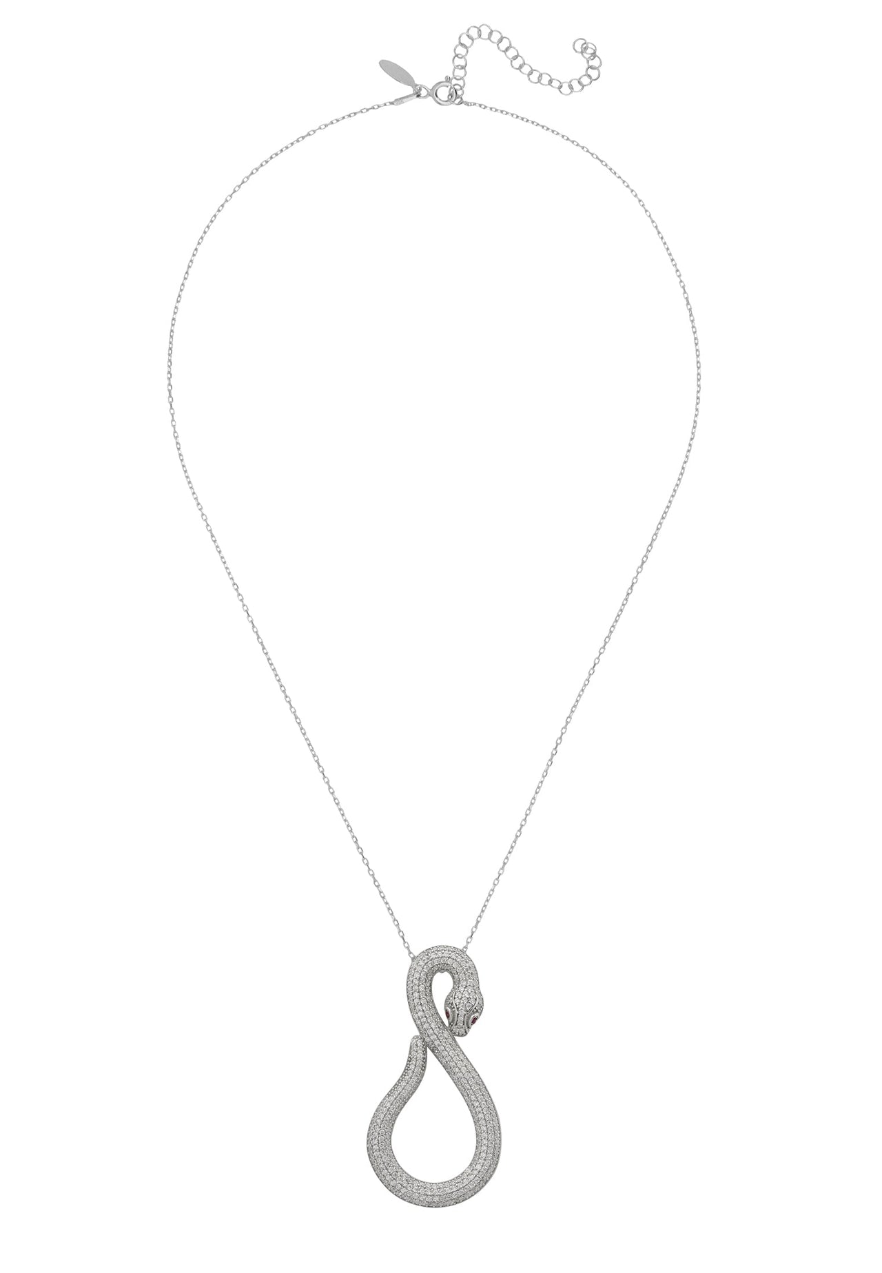 LATELITA - Asp Snake Pendant Necklace Silver White -