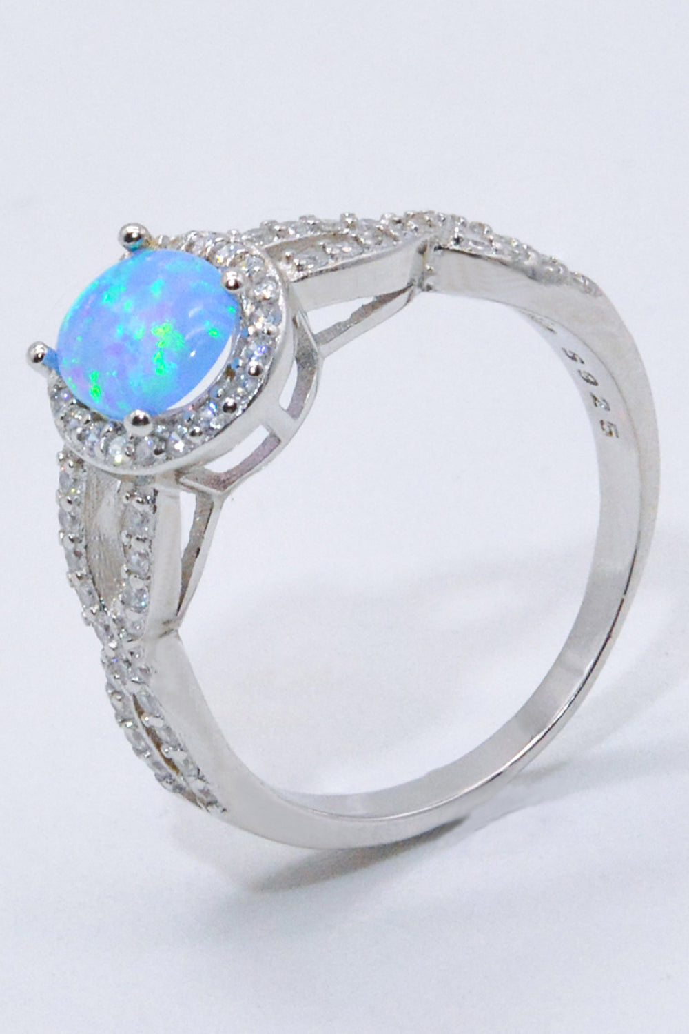 925 Sterling Silver Opal Halo Ring - T - SIZES 6 THRU 9 - 1 COLOR -