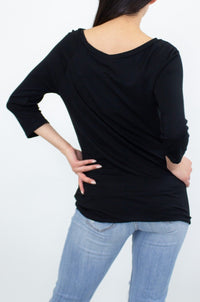 Thumbnail for Stylespect - Twisted Front Comfortable Top - Black - 1 COLOR -