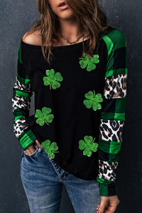 Thumbnail for Lucky Clover Plaid Long Sleeve T-Shirt - T - 1 COLOR -