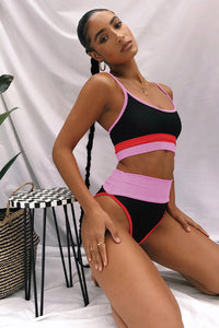 Thumbnail for Color Block Spaghetti Strap Two-Piece Swim Set - T - 6 STRIPES / COLORS -