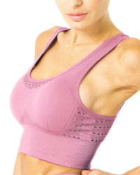 Thumbnail for Savoy - Mesh Seamless Bra With Cutouts - Pink - 1 COLOR -