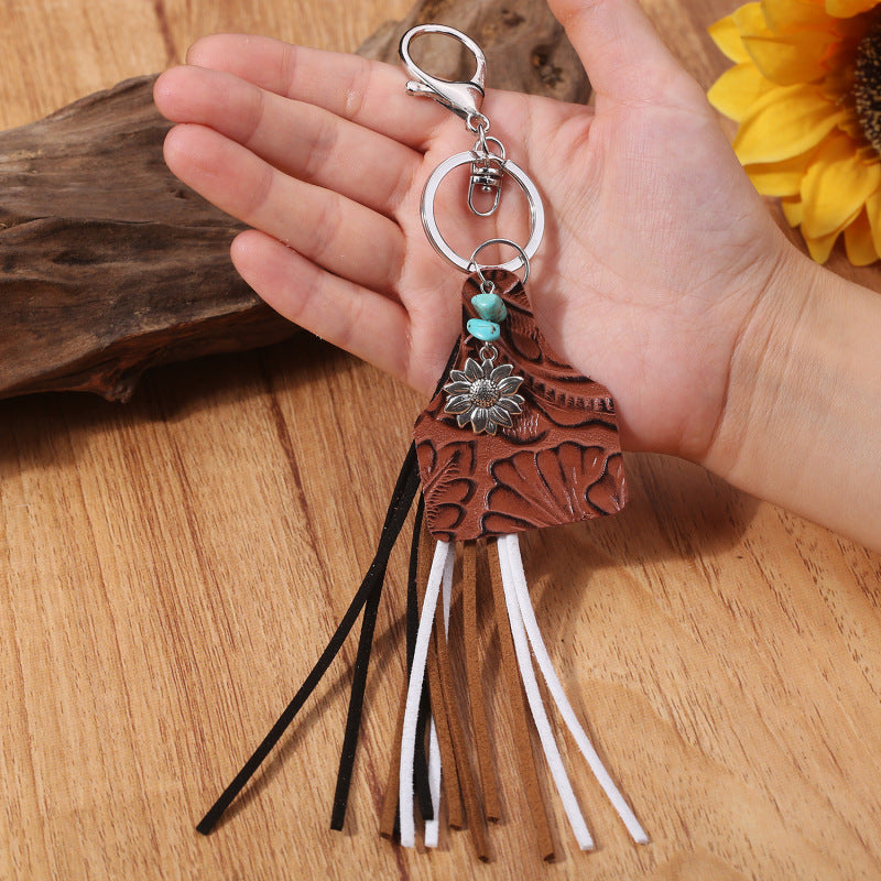 Turquoise Fringe Detail Key Chain - T - 10 STYLES -