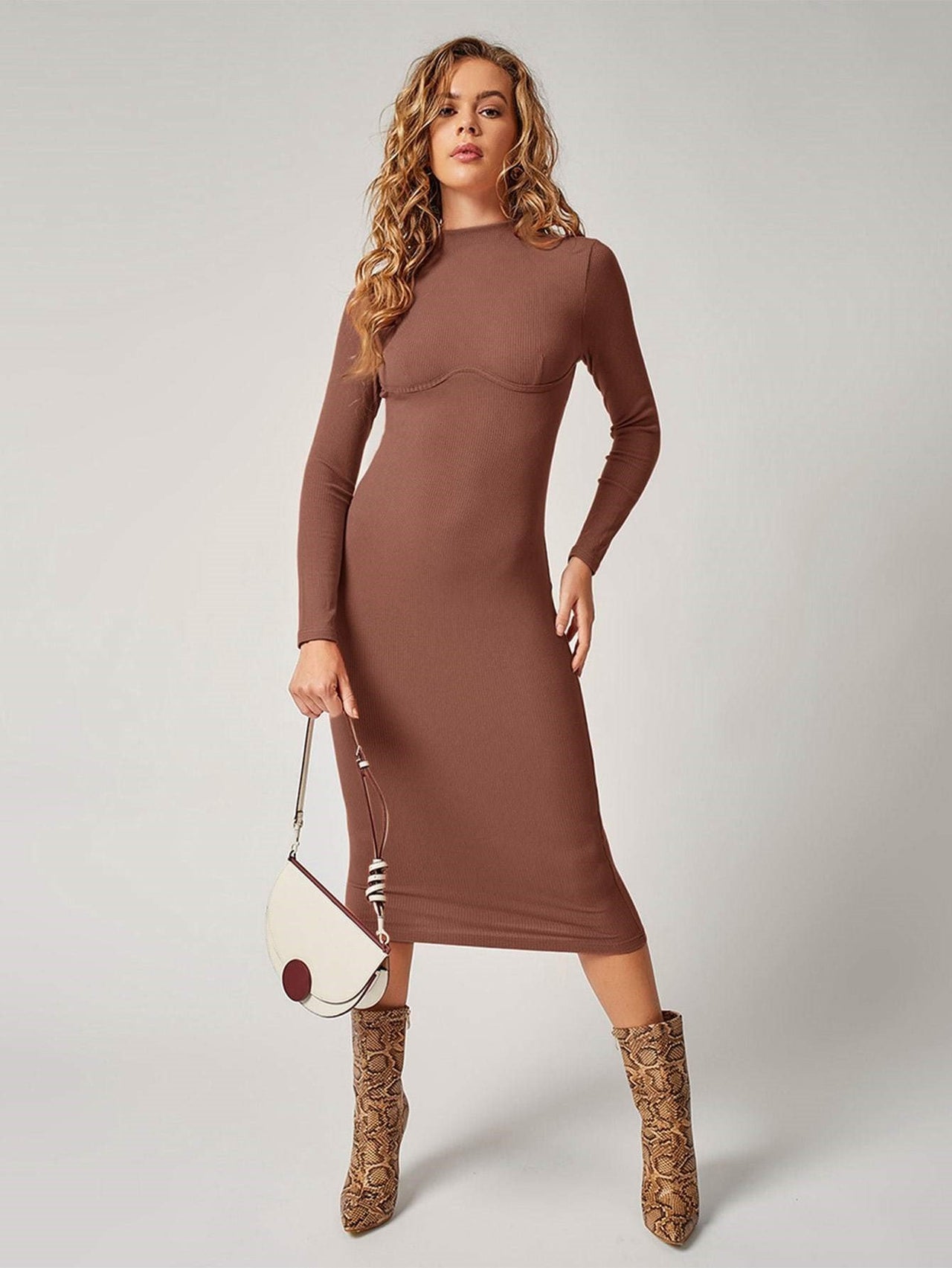 BCNY - Basic Cute Knit Mock Fall Dress (Brick) - 1 COLOR -