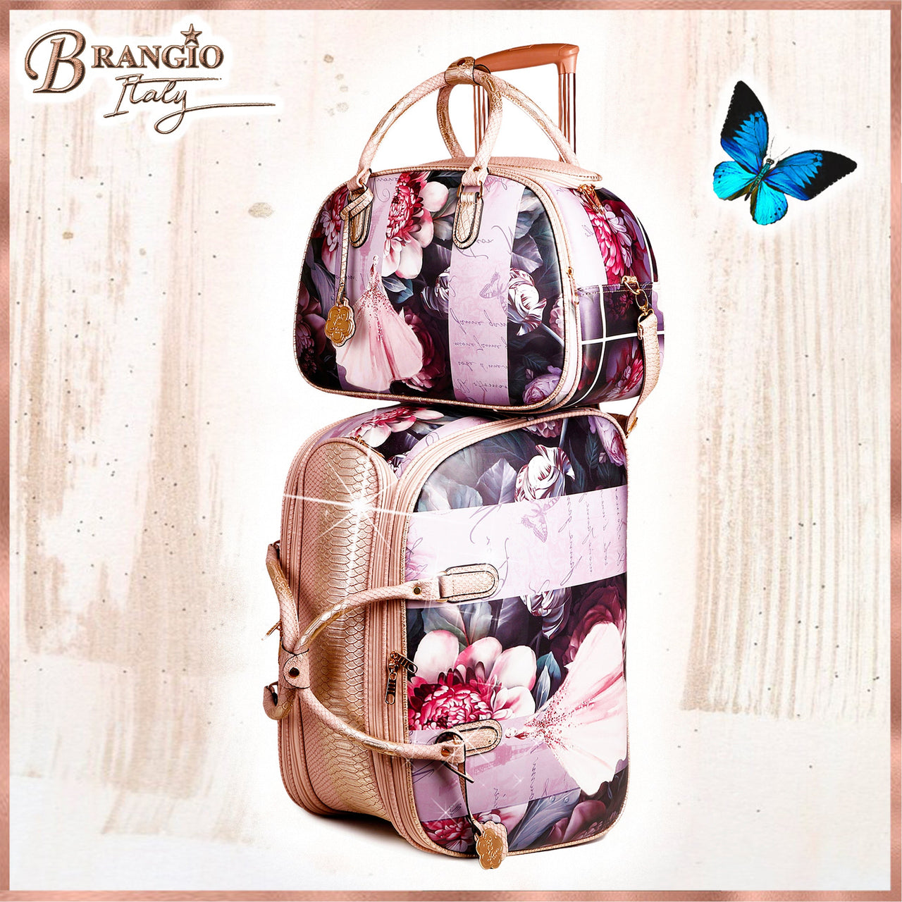 BRANGIO ITALY - Blossomz Duffle Bag & Overnight Bag Set - [13-15 DAY DELIVERY] - 3 COLORS -