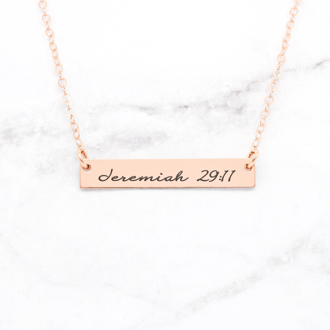 Jeremiah 29:11 Necklace - Sterling Silver Bar Necklace -