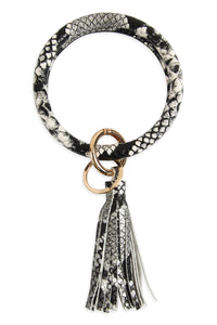 Thumbnail for Snake Skin Printed Tassel Key Ring Bracelet - 7 COLORS -