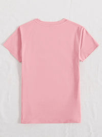 Thumbnail for Sequin Heart Round Neck Short Sleeve T-Shirt - T - 7 COLORS -