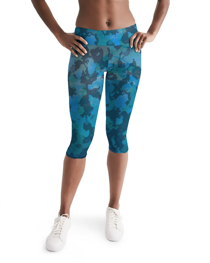 FYC - Women's Active Comfort Ocean Camo Mid-Rise Capri Leggings - 1 COLOR -