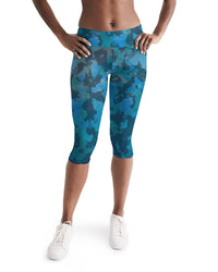 Thumbnail for FYC - Women's Active Comfort Ocean Camo Mid-Rise Capri Leggings - 1 COLOR -