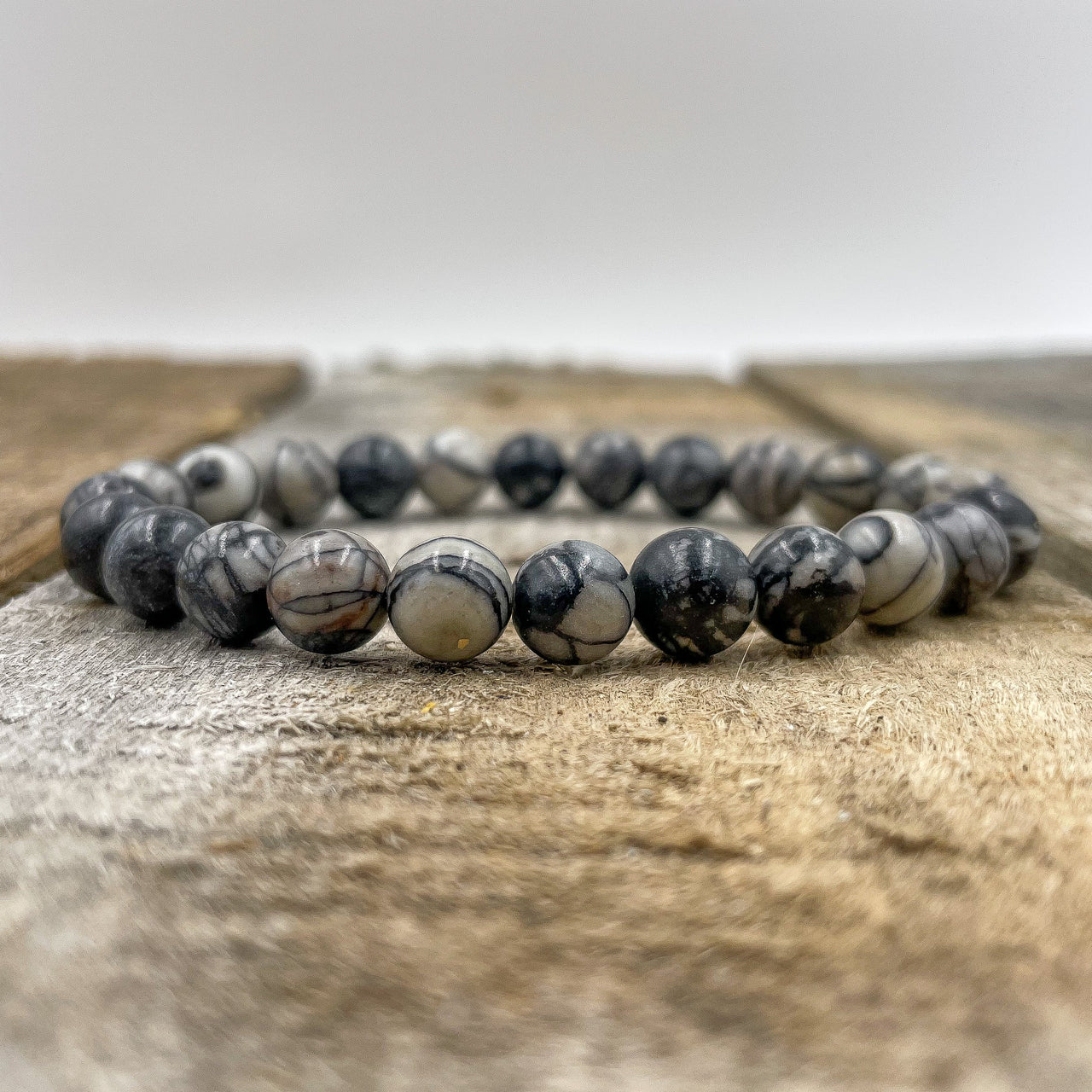 Union - Black Silk Stone Gemstone Beaded Bracelet -