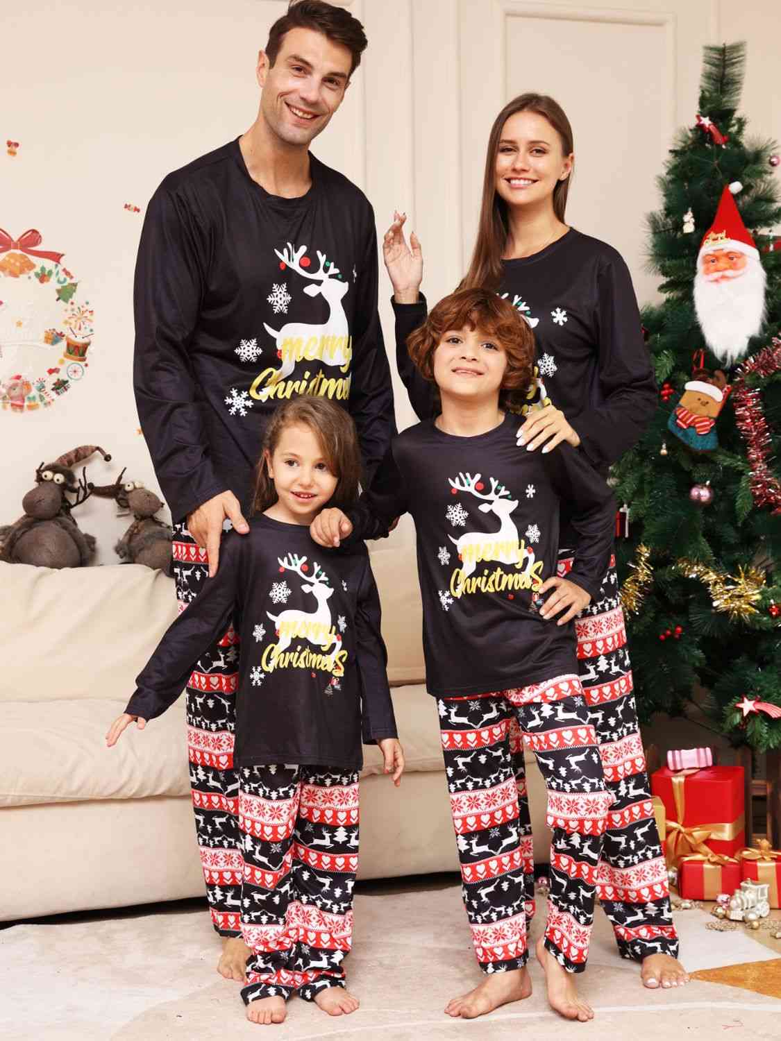 MEN Full Size MERRY CHRISTMAS Graphic Top and Pants Set - T -