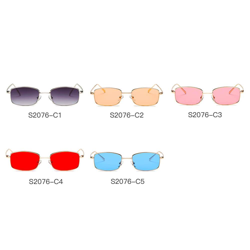 Garner | S2076 - Retro Vintage Slim Rectangle Sunglasses - 5 COLORS -