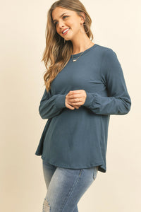 Thumbnail for Riah Fashion - Long Sleeve Round Neck Solid Top - 17 COLORS -