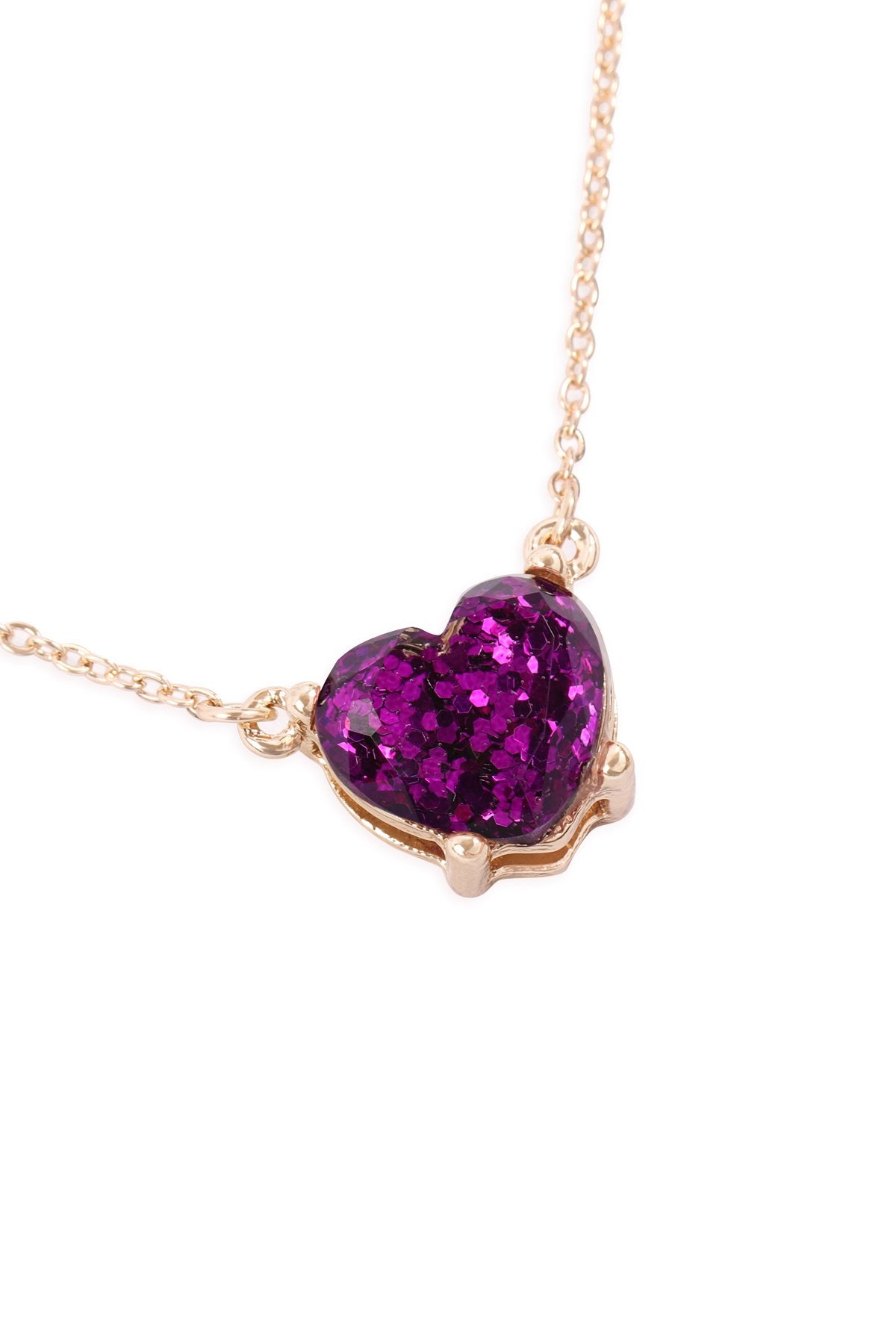 Heart Glitter Epoxy Necklace - 9 COLORS -