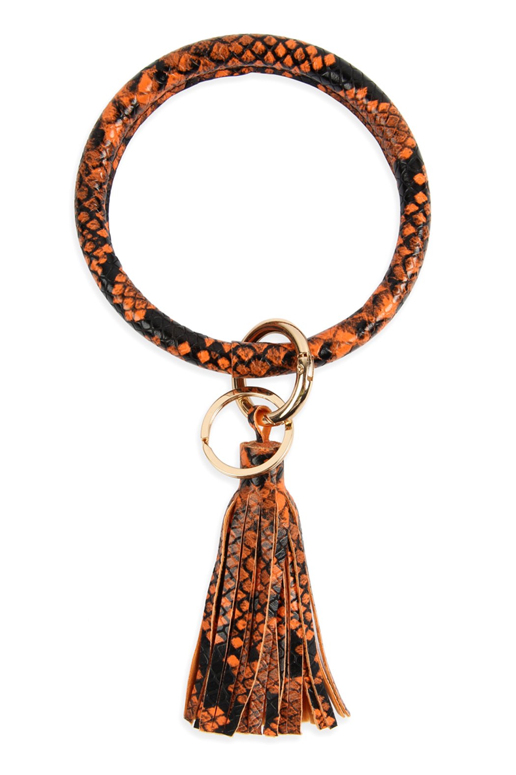 Snake Skin Printed Tassel Key Ring Bracelet - 7 COLORS -