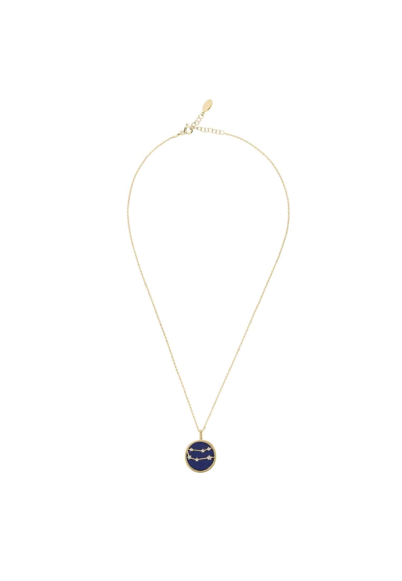 Zodiac Lapis Lazuli Gemstone Star Constellation Pendant Necklace Gold Gemini -