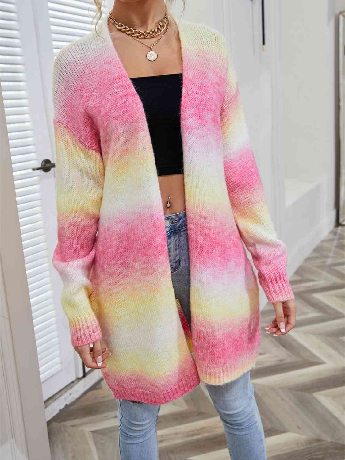 Full Size Gradient Open Front Cardigan - T - 5 COLORS -