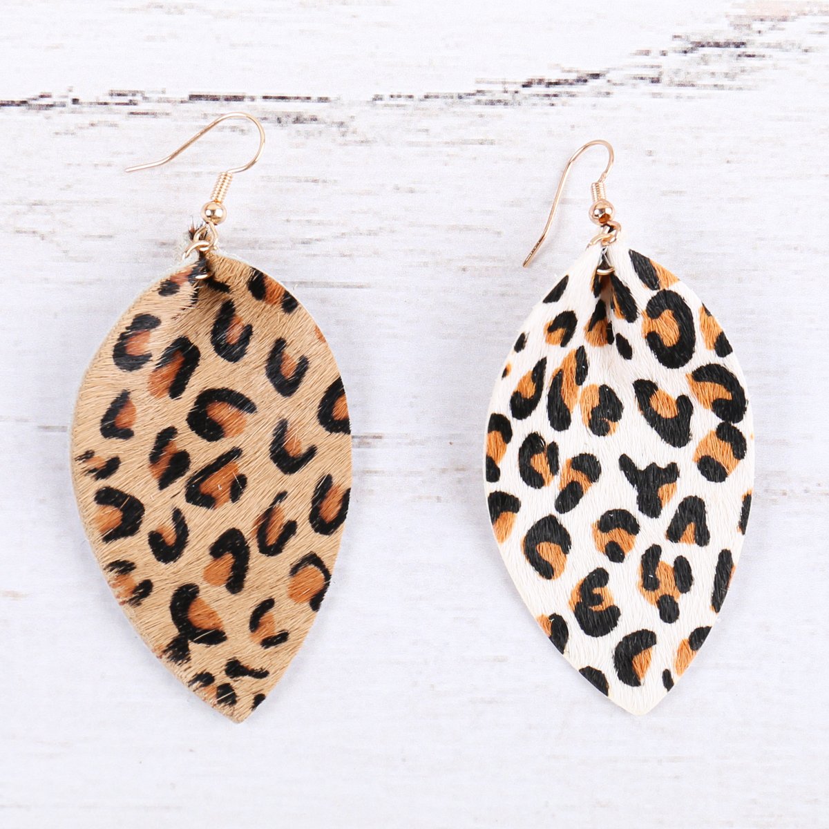 Riah Fashion - Leopard Leather Drop Earrings - 4 COLORS