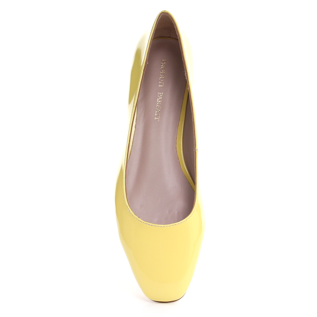 Patent Leather Square Toe Ballerina (Yellow)