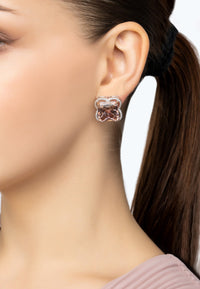 Thumbnail for LATELITA - Open Clover Flower Earrings Silver Pink Morganite -