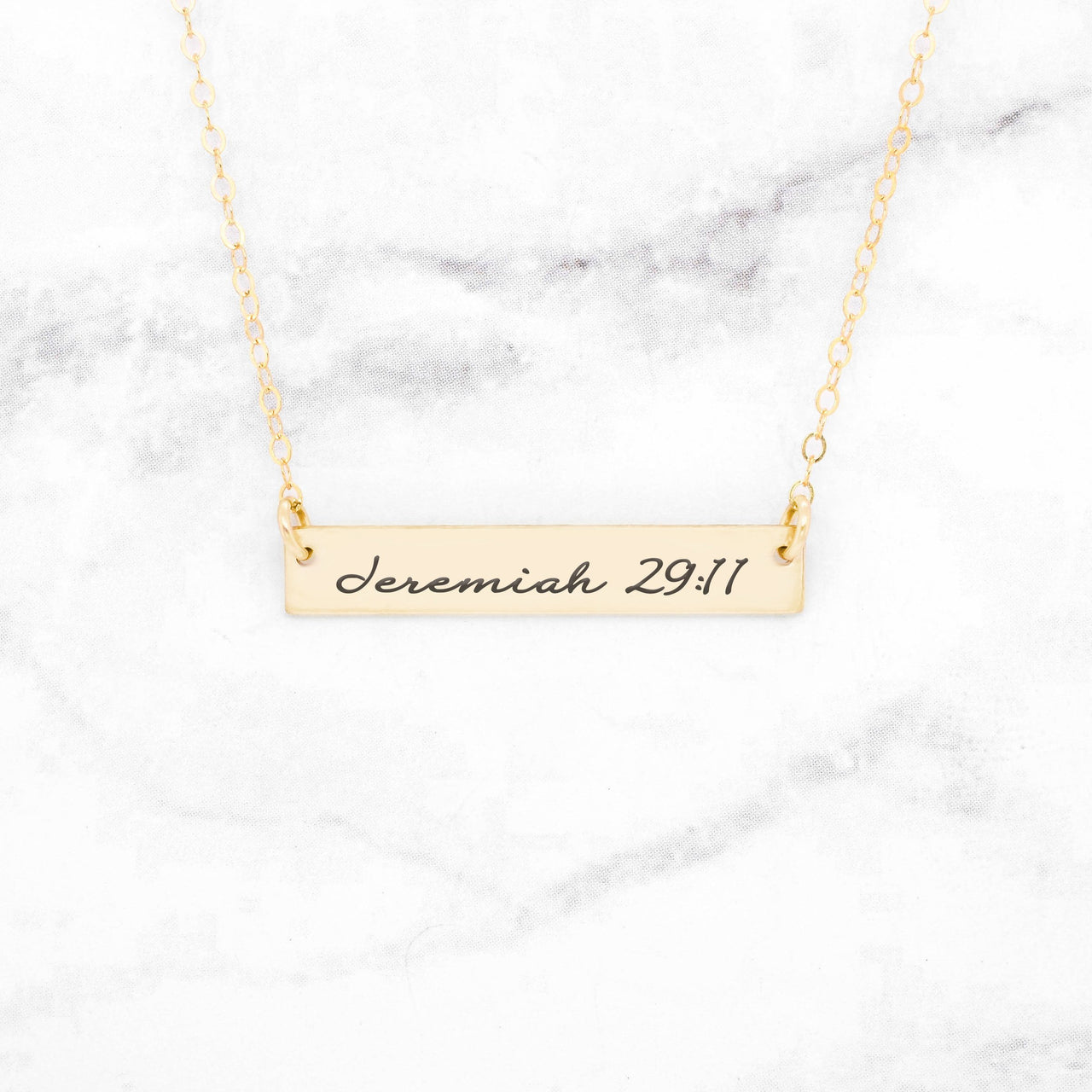 Jeremiah 29:11 Necklace - Rose Gold Bar Necklace -