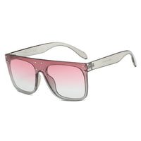 Thumbnail for Akron | S2060 - Flat Top Oversize Mirrored Square Sunglasses Circle - 4 COLORS -