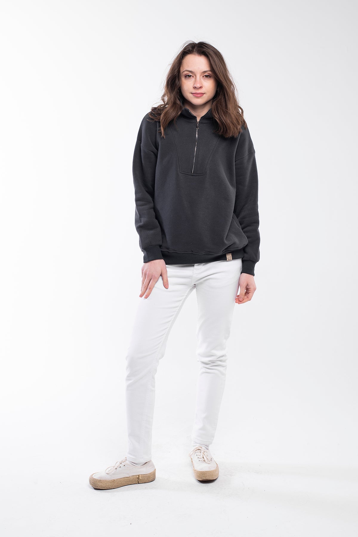 Zipped Neck Sweatshirt - 5 COLORS -