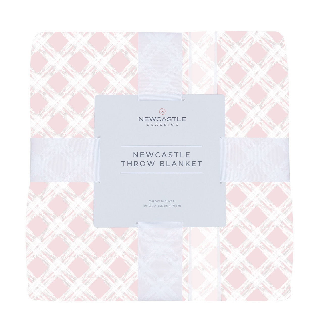 Newcastle - Primrose Pink Plaid Cotton Muslin Throw Blanket -