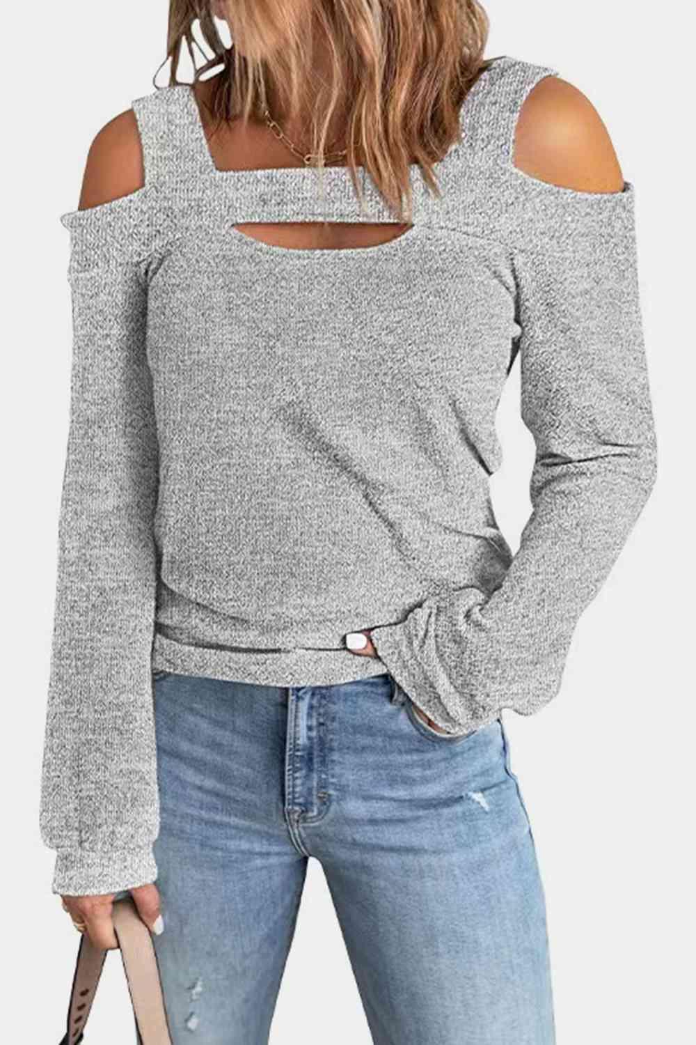 Full Size Cutout Cold Shoulder Blouse - T - 6 COLORS -