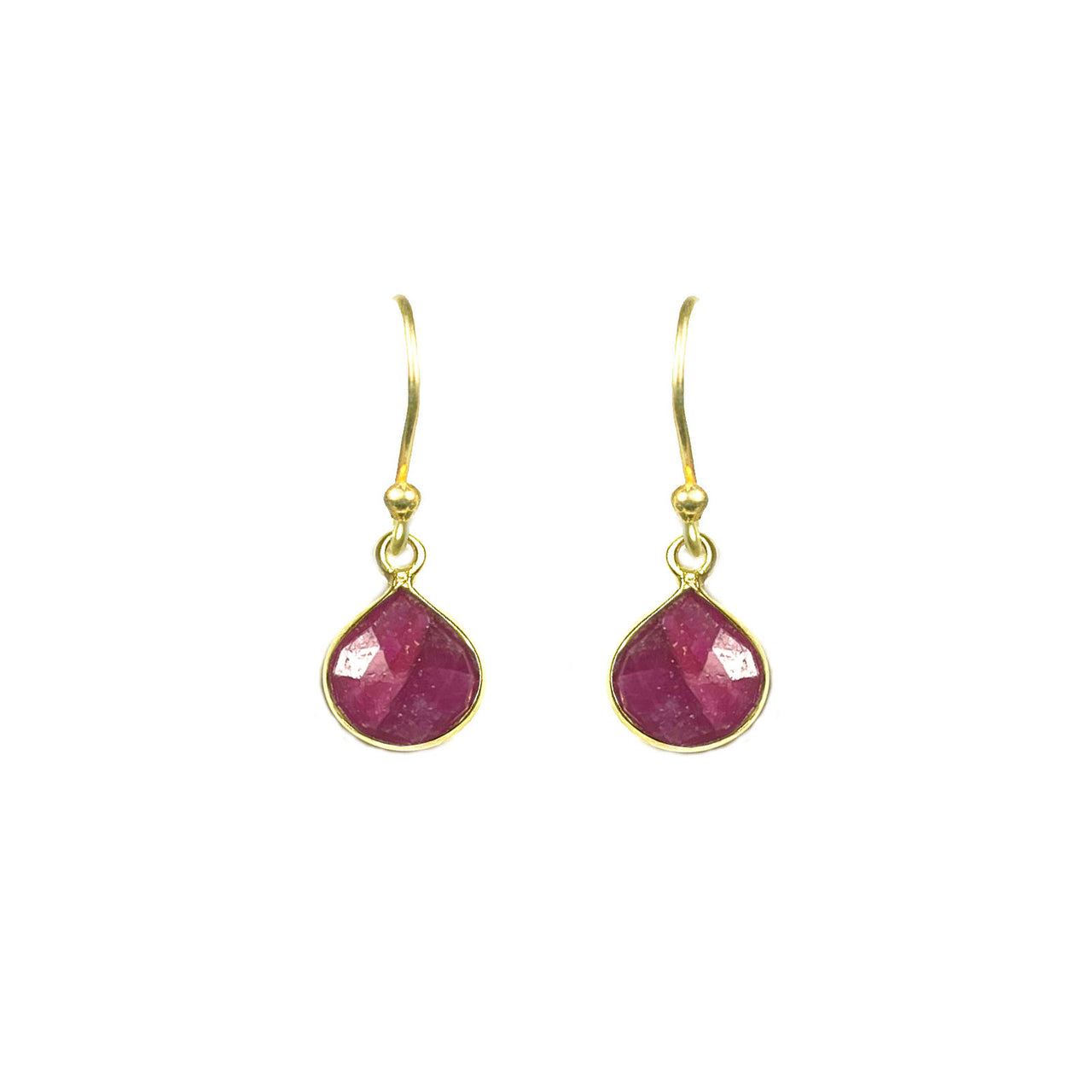 Gena Myint - Ruby Bezel Drop Earrings -