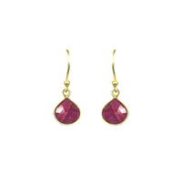 Thumbnail for Gena Myint - Ruby Bezel Drop Earrings -