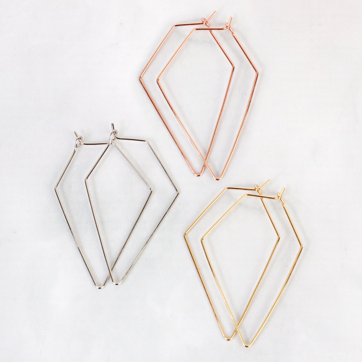 Riah Fashion - Polygon Shape Brass Earrings - 3 FINISHES