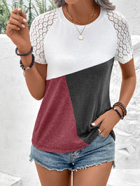 Thumbnail for Color Block Raglan Sleeve Round Neck Tee - T - 4 COLORS -