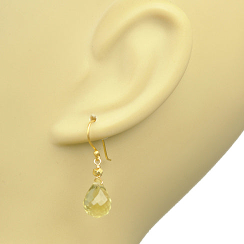 Gena Myint - Lemon Citrine Drop Earrings -