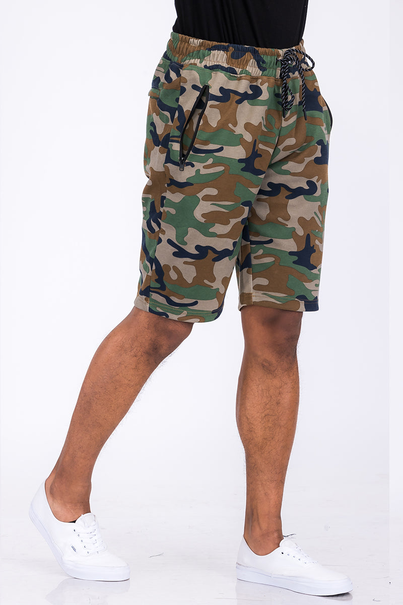 Heathered Cotton Shorts - 1 CAMO COLOR -