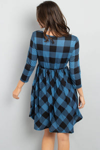 Thumbnail for Riah Fashion - Cinch Waist Quarter Sleeves Plaid Dress - 3 COLORS -