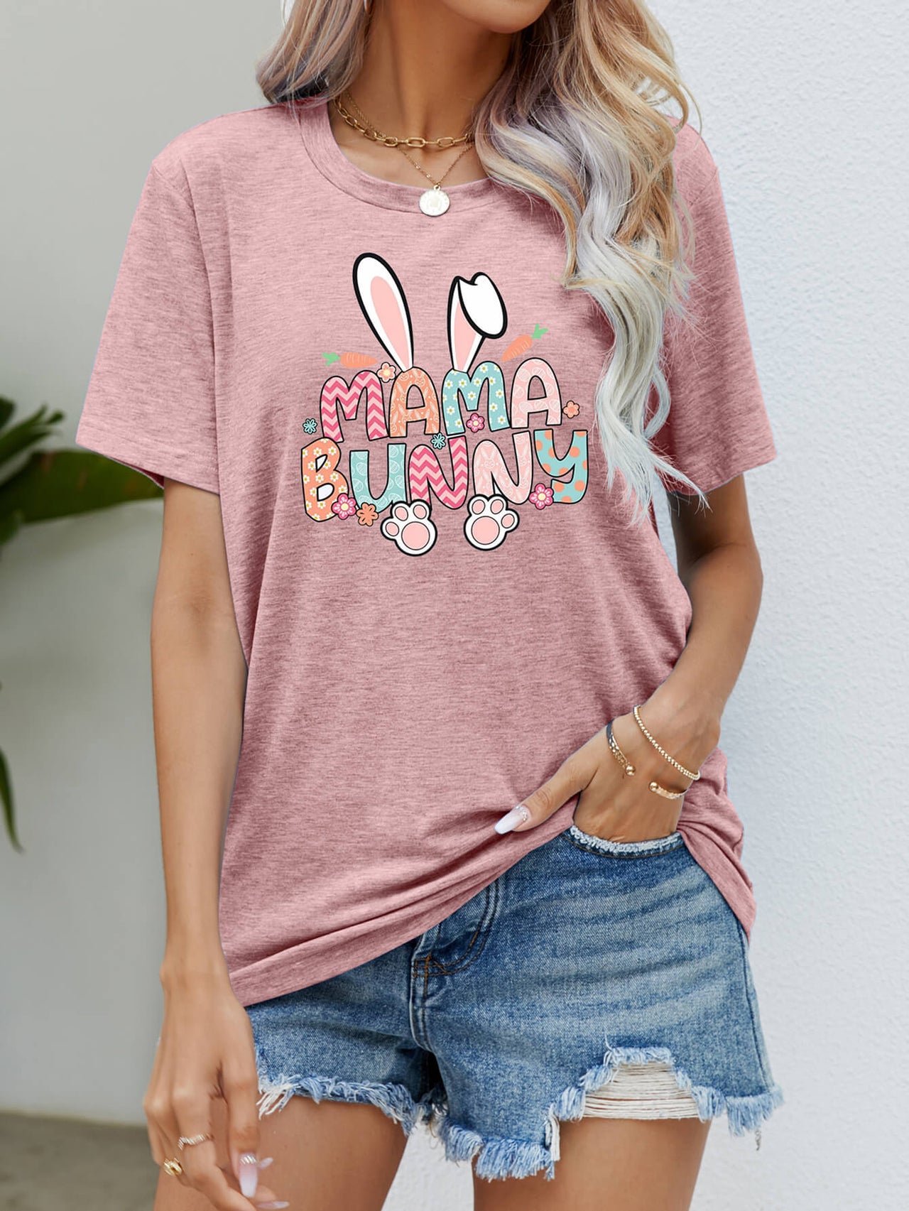 MAMA BUNNY Easter Graphic Short Sleeve Tee - T - 6 COLORS -