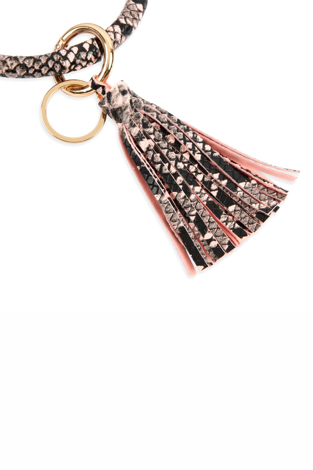 Snake Skin Printed Tassel Key Ring Bracelet - 7 COLORS -