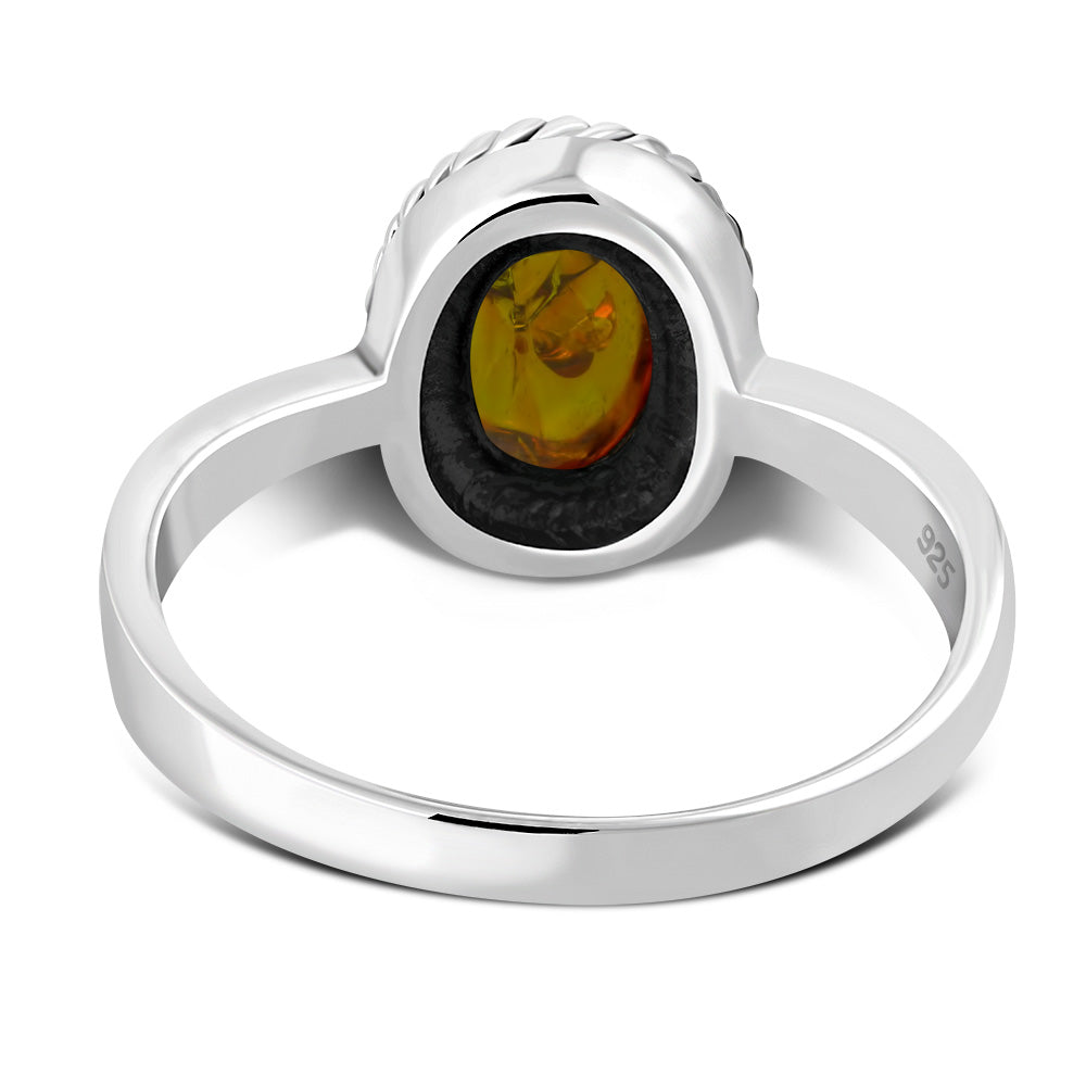 Creidne - Baltic Amber Sterling Silver Ring - 7 SIZES -